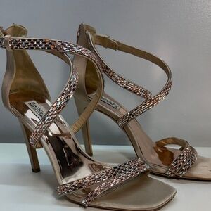 Crystal-Strap Rose Gold 5inch High Heel Sandals